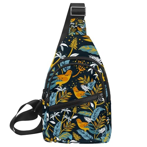 Sac poitrine zippé motif oiseaux pour les sorties urbaines