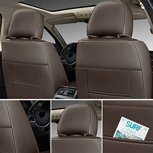 Image of GXT Car Seat Covers Front Seats Only, Front Car Seat Covers 2 Pack, Premium Faux Leather Car Seat Cushion - Universal Fit for Most Sedans SUV Pick-up Truck with Headrests(Coffee and White)