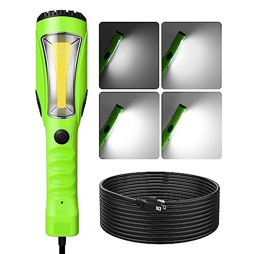 EDISHINE LED Work Light (25 feet), Underhood Work Light, 2000LM COB LED Light, Trouble Light with Cord 16 Gauge SJTW, Strong Magnet, Swivel Hook for Garage, Workshop, Car Repair Scene, ETL L