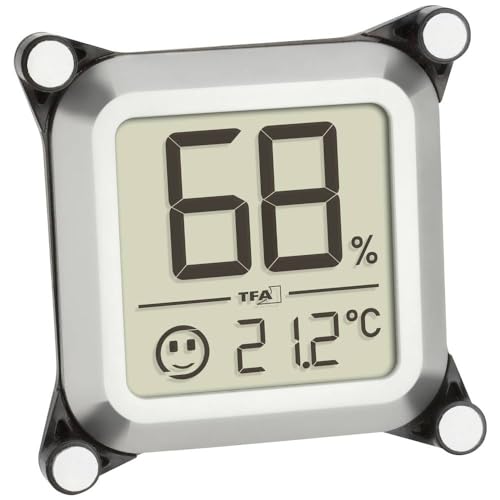 TFA Dostmann Zigarren-Hygrometer digital, 30.5056.54, zum Einbauen in den Humidor/Zigarrenschrank, zur Luftfeuchtigkeitsmessung, mit Smiley-Indikator...