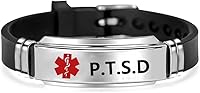 Vista 1 de NanMuc Pulsera de identificación de alerta médica roja de primeros auxilios de emergencia grabada con láser Alerta de salud ajustable pulsera