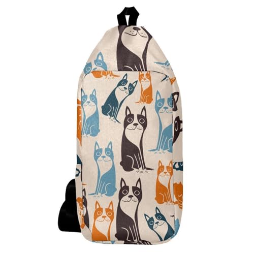 Sac à dos à bandoulière pour la ville avec motif terrier de Boston multicolore