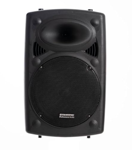DYNASONIC - Dynapro 12’ (Segunda Generación) Altavoz portátil Sistema Audio Profesional Potencia 700W - USB Bluetooth Radio FM Micrófonos, Negro - Soporte para Dispositivos movil y Tablet