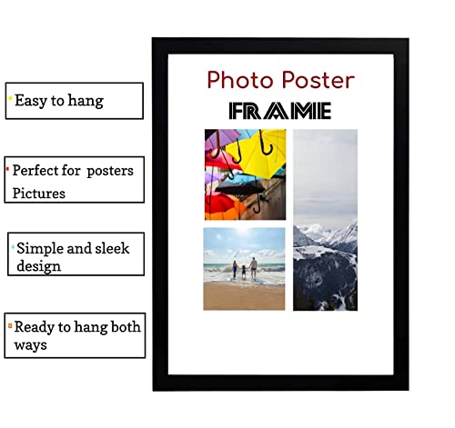 Rustic 75x 50 cm Poster Frames - 75 x 50 cm Frame- Large MDF Wooden Frames 75x50cm - Both Ways Wall Hanging Wall Gallery Living Room Poster Picture Frame With Styrene Shatterproof Perspex Sheets - Image 2