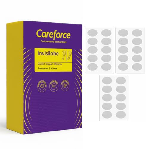 Image of Careforce Invisible Ear Lobe Support for Heavy Earrings Waterproof Earlobe Support Patches Transparent Stickers for Earring Lifter Tape for Torn or Stretched Piercings (Pack of 30)