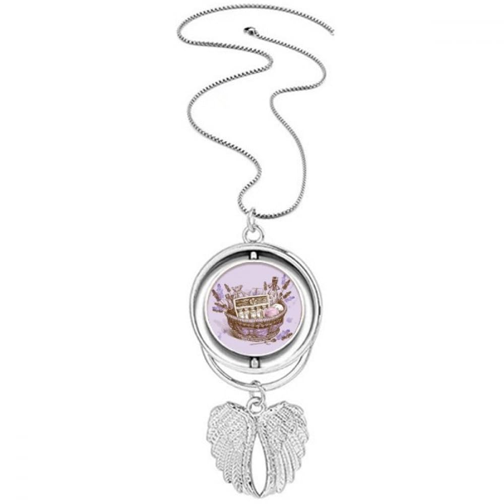 Collier ailes d'ange en relief motif fleurs lavande d'exception - 4