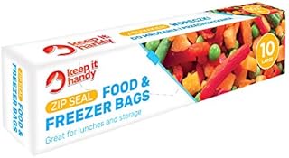 Slide Lock Food & Freezer Bags Large Size x 10 | Slider Storage Bags | Includes Free e-Book - How to Properly Store & Serve Food
