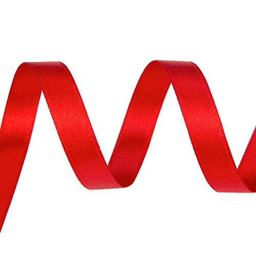 Vatin Solid Color Double Faced Red Satin Ribbon 3/8" Wide 50-Yards Long Perfect For Wedding Decor, Crafts, Bow Making, Sewing, Gift Package Wrapping And Other Projects #TOP2