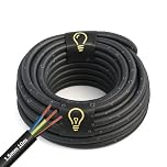 SHPELEC® H05RR-F 3 Core Rubber Flexible Cable – 1.0mm² / 1.5mm² / 2.5mm² | Heavy-Duty Power Cable for Indoor & Outdoor Use | Waterproof & Flexible Electrical Wire (1.5mm 3 Core - 10m)