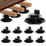 12 Pack Adjustable Deck Support Pedestal, Heavy Duty Deck Foundation Base, Height Adjustment 1-3/16' to 2-3/4'(30-70mm), Plastic Deck Blocks for Floating Decks, Joists, Flooring, Outdoor Structures