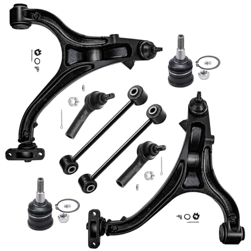 Image of Detroit Axle - 8pc Front End Control Arms Kit for Jeep 05-10 Grand Cherokee Commander, Outer Tie Rods Lower Control Arms Sway Bars Upper Ball Joints 2005 2006 2007 2008 2009 2010 Replacement