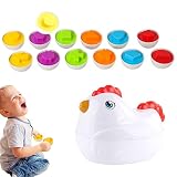 Qepakui Jouets Oeufs de Pâques au Poulet - Ensemble d'œufs Assortis Oeuf de Pâques,Jouets d'apprentissage sensoriel de la motricité Fine de Pâques pour Tout-Petit garçon Fille