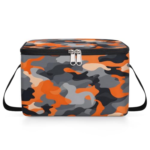 GzLeyigou Fashion Camouflage Lunch Bags for Women Men 9 Cans, Hot & Cold Food Delivery Bag Insulated Grocery Bag Insulated Lunch Box Camo Skin Cooler Bag for Office Work Picnic Beach
