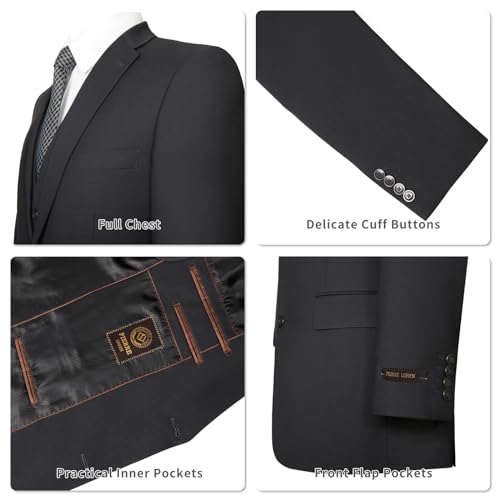 AMY ZHU Men's 3 Piece Suit Classic Fit Blazer Vest and Pants Set with Hidden Expandable Waist Business Wedding Formal Suit3