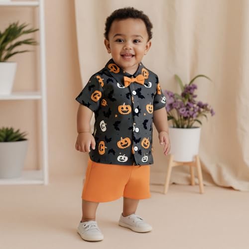 Baby Boy Thanksgiving Outfits Turkey Short Sleeve Button Down Polo Shirt Shorts Set Toddler Thanksgiving Outfit2