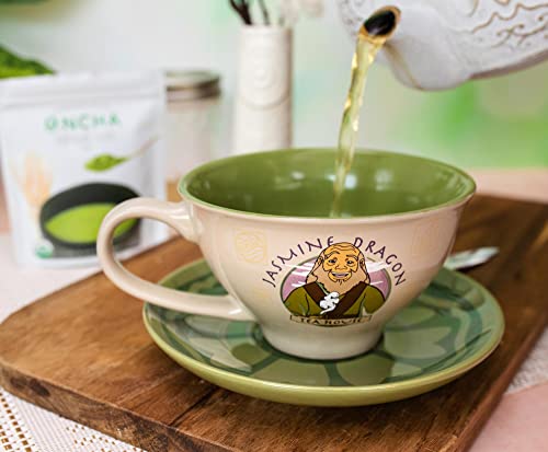 Avatar: The Last Airbender Uncle Iroh's Jasmine Dragon 12-Ounce Ceramic Teacup And Saucer Set | Tea Party Gift Set For Coffee, Espresso, Mocha, Latte | Cute Anime Gifts And Collectibles #TOP5