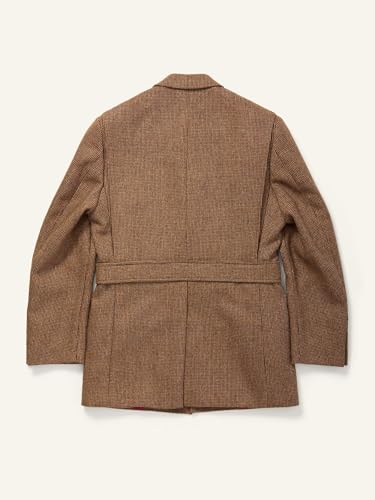 Men Full Norfolk Tweed Jacket Single Breasted Sport Blazer with Belt Casual Vintage British Wool Blend Jacket Coat4