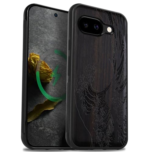 Coque magnétique pour Google Pixel 9a étui bois antichoc étui de téléphone TPU