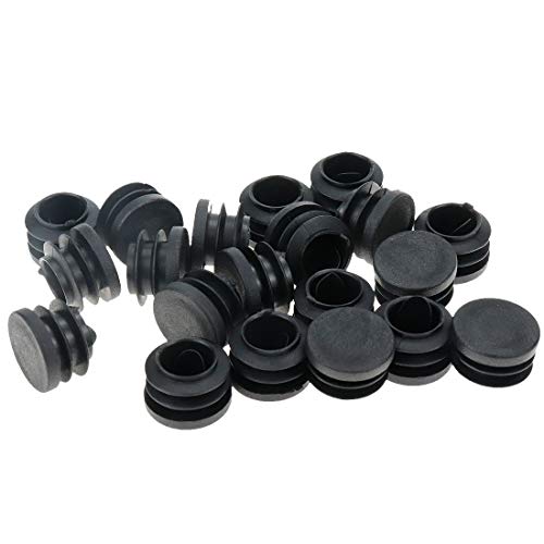 Bitray Round Plastic Plug Fits 3/4 Inch Outer Dia Pipe Black Tubing End Cap Plug Chair Glide Round Pipe End Cap Cover - 20 PCS