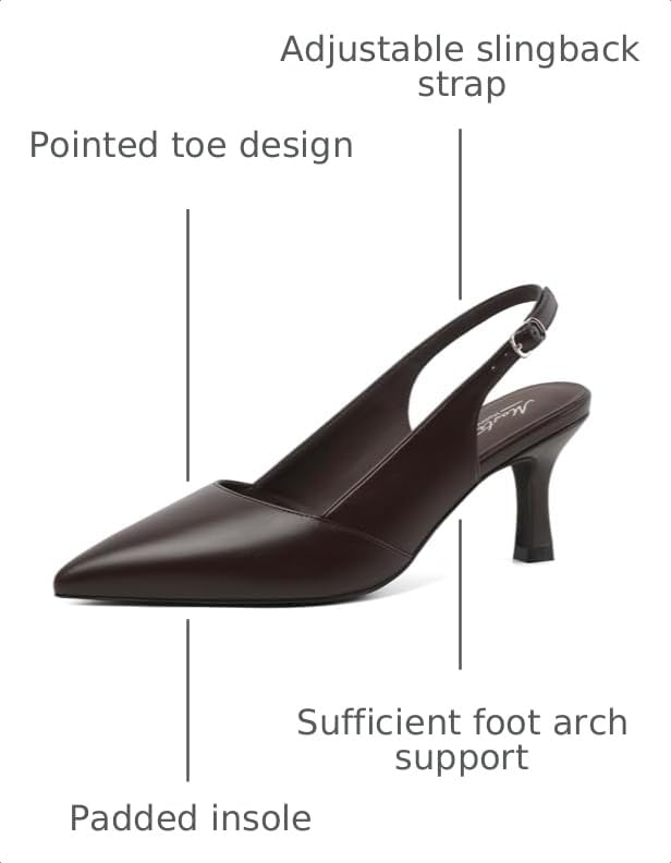 Image of Mostrin Kitten Heels for Women Slingback Pointed Closed Toe Heels Women's Pumps Shoes for Wedding, Party, Commuting