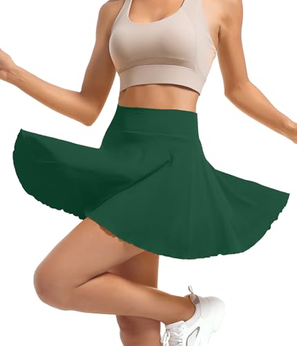 YOAKAKU Pleated Tennis Skater Skirts for Women with Pocket Shorts Flowy Golf Athletic Skort Sports Mini Skirt3