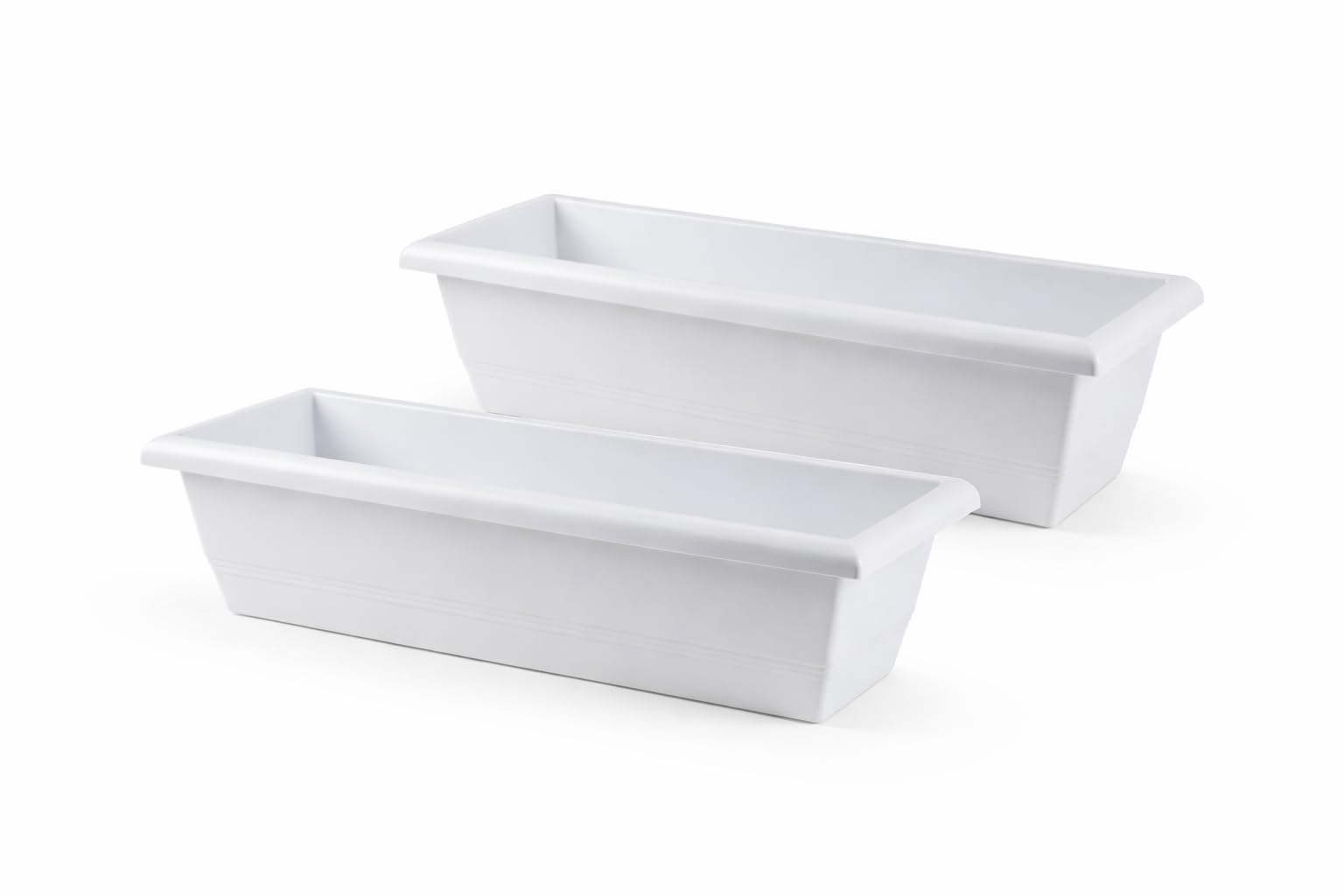 Muddy Hands Pack of 2 - Garden Trough Planters Rectangular Window Box Flower Herb Vegetable Plant Pots Outdoor Balcony Patio Planters (White, 60cm)