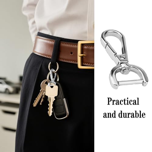 4 Stück Karabinerhaken Mit Drehgelenk,Karabinerhaken Hundeleine,Bolzenkarabiner,Wirbelkarabiner,Multifunktional Karabiner Silber,Inklusive mit Schraubendreher,Geeignet Für Die Meisten Leinen (Silber)