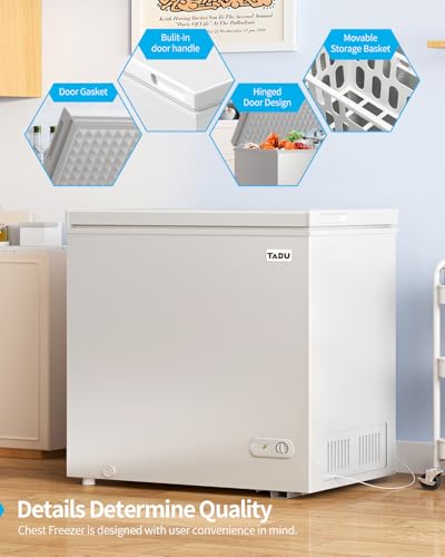 TABU 10 Cu Ft Chest Deep Freezer, Large Chest Freezer with 7 Level Adjustable Temperature,Compact Freestanding Top-opening Deep Freezer with Removable Storage Basket, White on Fridge.com