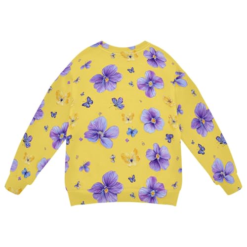 JUNZAN Cute Violet Yellow Little Girls Sweatshirts Hoodies Crewneck Hoodie for Boys Sports 4T2