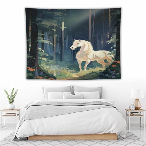 Tenture murale cheval DCCCY decoration textile grand format au tissage fin