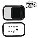 Wohnmobil Schiebefenster 500x300mm – Getöntes Camper Fenster mit Fliegengitter, Schwarzer Aluminiumrahmen, Universelles Ersatzfenster für Wohnwagen Kastenwagen Camper Van Anhänger