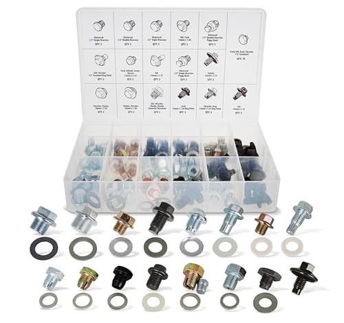 ABN Oil Drain Plug 76pc Assortment – SAE & Metric Drain Plugs & Washer Gasket Set Compatible with Jeep GM Ford Toyota