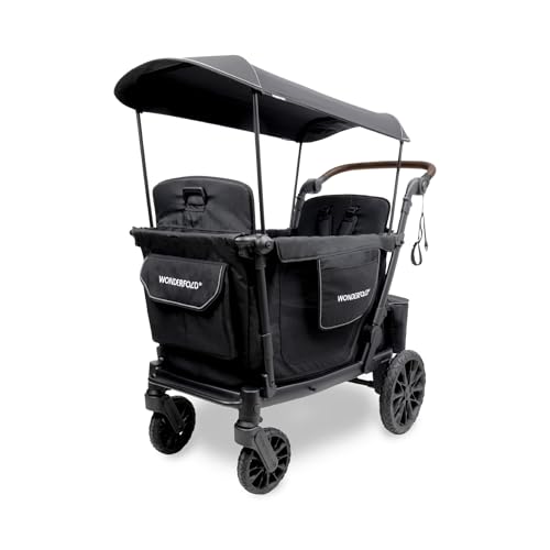 Image of WonderFold L2 Stroller Wagon, Aluminum Frame, 2 Seater, Black