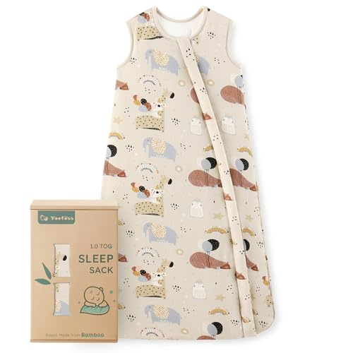 Image of Yoofoss Rayon Made from Bamboo Baby Sleep Sack 0-6 Months 1.0 Tog Baby Wearable Blanket, Super Soft Infant Toddler Sleeping Sack 2-Way Zipper