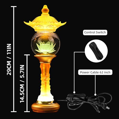 Image of Lotus Lamp Color Changing Touch Dimmable Yoga Meditation Decor Gift (11in) | Soft Glow;Alloy Glass;Multi-scene Decor;Fine Craft;Zen Symbol