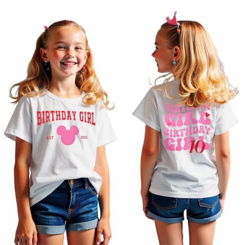 MODNTOGA Big Girl Birthday Shirt 10th Birthday Girl Graphic Love Back Print T-Shirt 10 Year Old Birthday Party Crewneck Tops