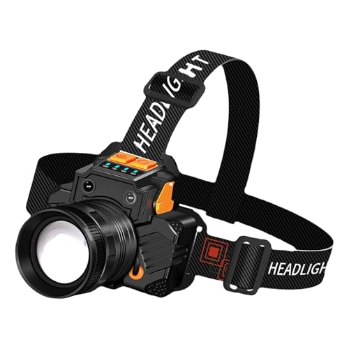 HOOLRZI Linterna frontal con sensores de movimiento para camping, correr, pesca, recargable, zoom, 3 modos, linterna LED