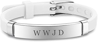WWJD HWLF Bracelets for Adults Teens Girls Boys,Adjustable Silicone Bracelet What Would Jesus Do He Would Love First,Mens Womens Inspirational Religious Reminder Jewelry Gift for Him Her