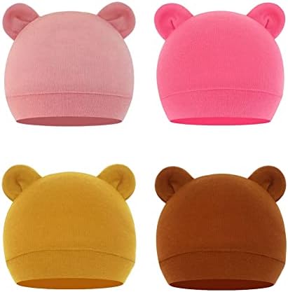 imKutie Newborn Baby Hat Infant Beanie Hat Cotton Newborn Hospital Nursing Hats Mittens Set for Boys Girls Unisex 0-3 Months
