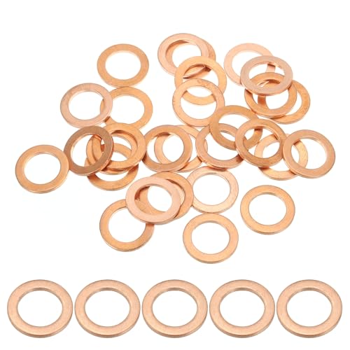 Image of PATIKIL M12 Copper Washer Sealing Ring, 30 Pieces 12mm ID 18mm OD 1.5mm Thickness Metric Flat Sealing Gasket Crush Washer for Screws Bolt Sump Plugs Oil Drain