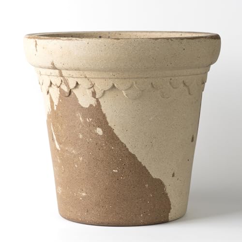 Nipots Terracotta Planters with Drainage, Water-Absorbing Clay with Breathable Design for Healthy Roots, 10 Inch Deep Clay Planters for Indoor and Outdoor Gardening, Latte