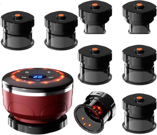 Ankila Smart Cupping Therapy Set - Cellulite Massager with 8 Massage Cups Portable Electric Device for Enhanced Blood Circulation Reduced Cellulite and Muscle Soreness ReliefRed