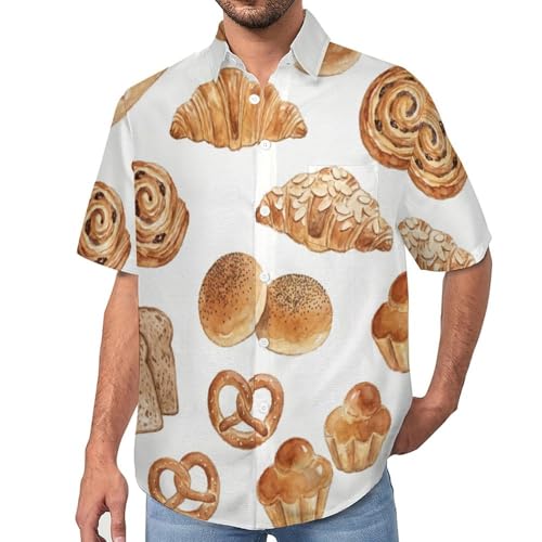 Chemise hawaïenne homme avec imprimé pain aquarelle en coupe régulière
