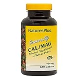 NaturesPlus Source of Life Cal/Mag Mineral Supplement- 500 mg Calcium, 250 mg Magnesium, 180 Vegetarian Tablets - Whole Food Supplement, Promotes Bone Health - Gluten-Free - 90 Servings