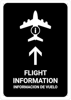 Flight Information With Up Arrow Black Bilingual Spanish Portrait Airport Lobby Rust Free Aluminum Sun Proof Industrial Workplace Notice Sign 12X8 Inch