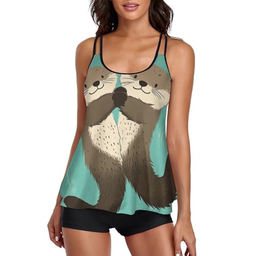 Women Two Piece Swimsuits Monokini High Neck Swimming Suit Athletic Bathing Suit