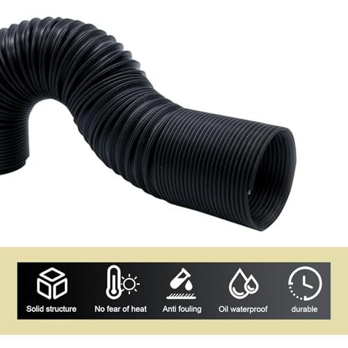 Sinytuto 1 PC Car Flexible Bendable Stretchable Waterproof Air Duct, 2.99\" ID Air Inlet Telescopic Turbine Flow Tube Distance Extension Tube, Repair Accessory, Suitable for Most Car Models (Black)