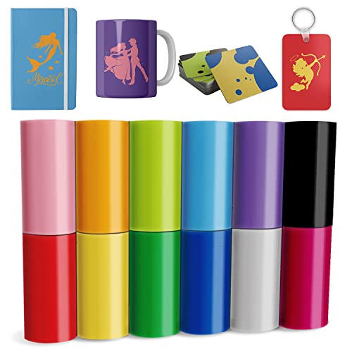 Lucky Goddness Solid Color- Transfer Paper,4.5"x12"Heat Tranfer Paper Blank T-Shirts Cup Coasters Mug,12/pcs Black Red