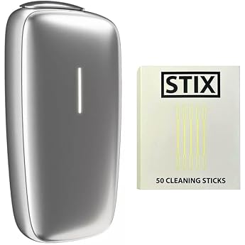 PLOOM X Tabakerhitzer + 50 Stix Reinigungsst bchen - kompatibel mit Camel und EVO Sticks - silber