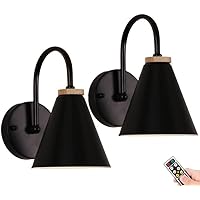 set op batterijen werkende wandkandelaars set van twee geborsteld aluminium goud draadloze wandlamp met afstandsbediening LED-puck licht vintage industriële draadloze lamp voor nachtkastje kindersla